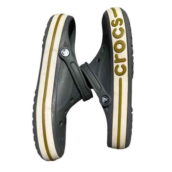 Crocs Croc Baya Band Slip On Clogs Mens 10 Womens 12 Iconic Comfort Gray - Picture 2 of 8